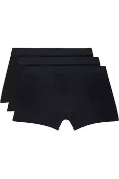 Три пары черных боксеров Skims с эластичной резинкой 3" Skims, цвет obsidian