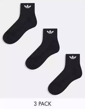 Три пары черных носков до щиколотки adidas Originals