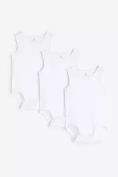 Три пары хлопковых боди H&M, белый