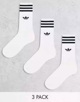 Три пары однотонных носков adidas Originals белого цвета