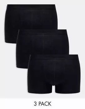 Три пары плавок из черного хлопка ASOS