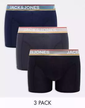 Три пары плавок Jack & Jones черного и серого цвета