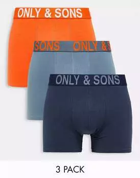 Три пары плавок Only & Sons разного цвета с поясом с логотипом