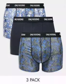 Три пары плавок Only & Sons с цветочным принтом