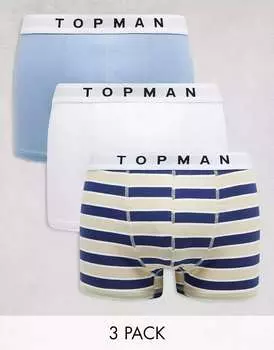 Три пары плавок Topman в синюю, белую и темно-синюю полоску