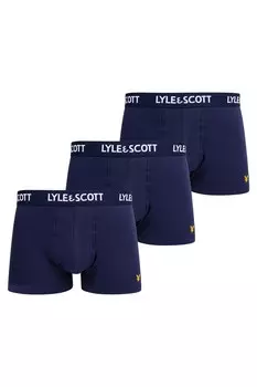 Три пары синих боксеров Lyle & Scott, синий