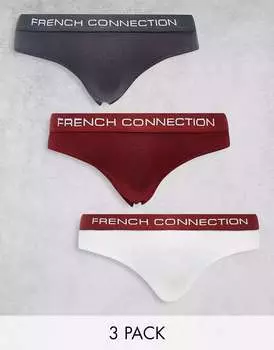 Три пары трусов French Connection с железными чернилами и кровавым камнем
