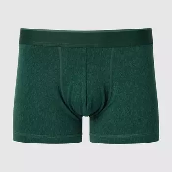 Трики-боксеры UNIQLO из хлопка с низкой посадкой и принтом, темно-зеленый