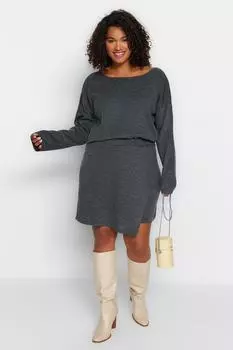 Трикотаж антрацитового цвета с перекрещенной полосой на спине Trendyol, серый