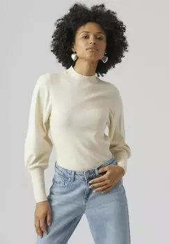 Трикотаж гладкий Vero Moda VMHOLLYKARISPUFF HIGHNK GA BOO, цвет birch