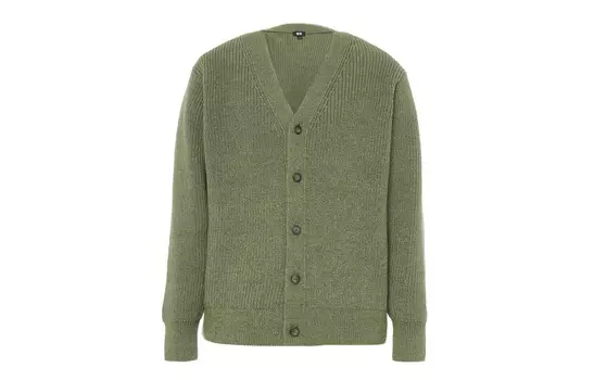 Кардиган мужской Uniqlo на пуговицах, оливковый