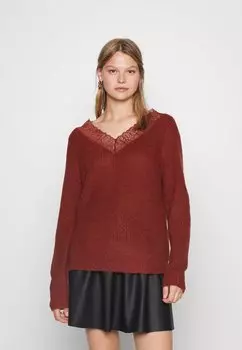 Трикотаж остроконечный VILA VIGLACY REV V-NECK, цвет fired brick