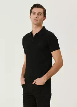 Трикотаж с воротником-поло, короткими рукавами и фактурной деталью Beymen Club, черный