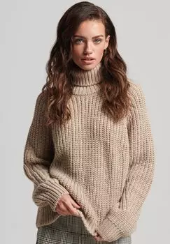 Трикотаж Stitch Superdry SLOUCHY STITCH ROLL NECK, мягкий бежевый меланж
