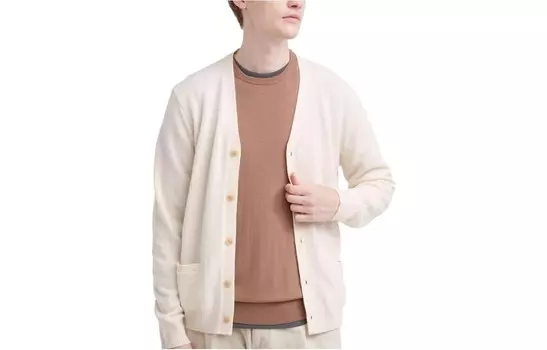 Трикотаж унисекс молочно-белый Uniqlo, слоновая кость