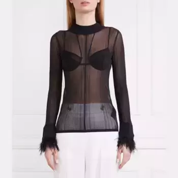 Трикотажная блузка приталенного кроя Patrizia Pepe, черный