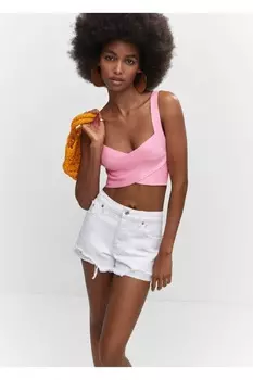 Трикотажная блузка с запахом Mango, розовый