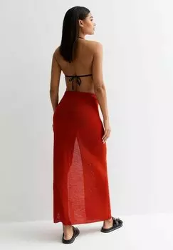 Трикотажная длинная юбка с запахом New Look, Пляжный аксессуар New Look, оранжевый
