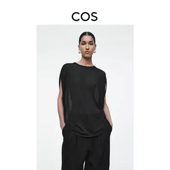 Трикотажная футболка Cos с круглым вырезом, черный