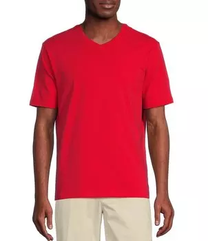 Трикотажная футболка Cremieux Blue Label с короткими рукавами и v-образным вырезом, красный