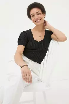 Трикотажная футболка Fatface ava с декоративной строчкой Fat Face, черный