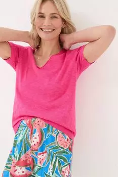 Трикотажная футболка Fatface с перекрученными манжетами Fat Face, розовый