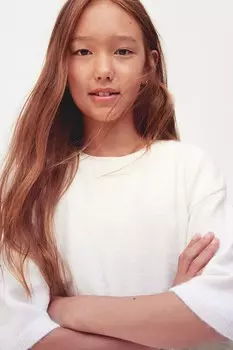 Трикотажная футболка H&M, белый