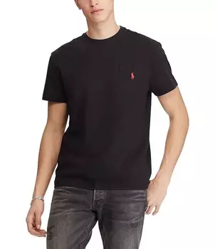 Трикотажная футболка классического кроя Polo Ralph Lauren с карманами и короткими рукавами, черный