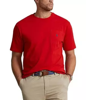 Трикотажная футболка классического кроя Polo Ralph Lauren Big & Tall с круглым вырезом и карманами, красный