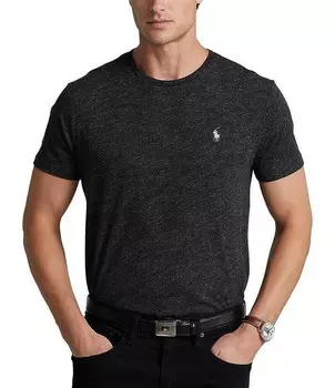 Трикотажная футболка классического кроя с короткими рукавами Polo Ralph Lauren, черный