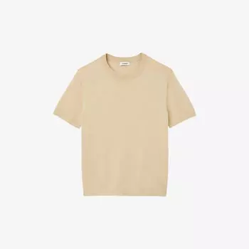 Трикотажная футболка классического кроя с круглым вырезом Sandro, цвет bruns