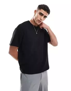 Трикотажная футболка оверсайз черного цвета Jack & Jones