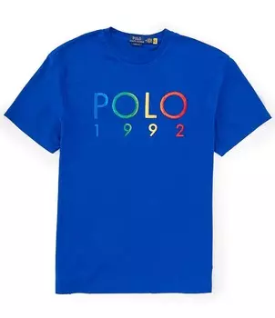 Трикотажная футболка Polo Ralph Lauren классического кроя 1992 года с короткими рукавами, синий