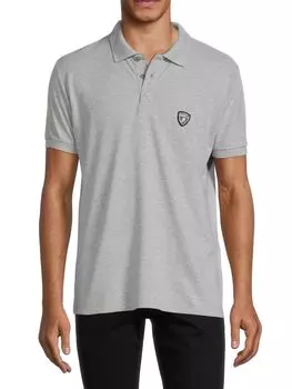 Трикотажная футболка-поло с короткими рукавами и логотипом Lamborghini, серый