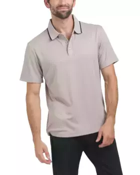 Трикотажная футболка-поло с короткими рукавами и воротником Magaschoni, серо-коричневый/черный