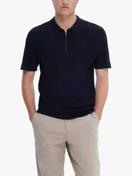 Трикотажная футболка-поло с короткими рукавами SELECTED HOMME, черный
