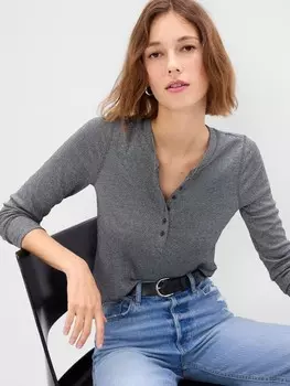 Трикотажная футболка с эффектом металлик Gap, серый