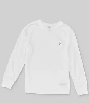 Трикотажная футболка с длинными рукавами и круглым вырезом Polo Ralph Lauren Big Boys 8–20, белый