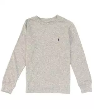 Трикотажная футболка с длинными рукавами и круглым вырезом Polo Ralph Lauren Big Boys 8–20, серый