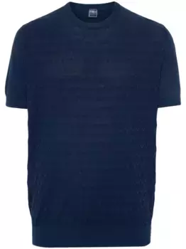 Трикотажная футболка с геометричным узором Fedeli, синий