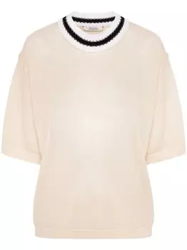 Трикотажная футболка с контрастным воротником Dorothee Schumacher, нейтральный цвет