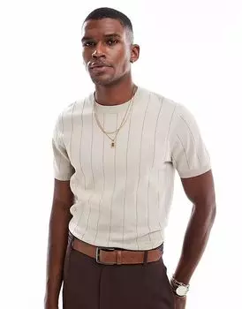 Трикотажная футболка с коротким рукавом New Look в кремово-белом цвете