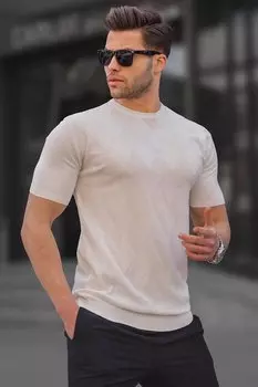 Трикотажная футболка с коротким рукавом с белым ромбовидным узором 6354 MADMEXT