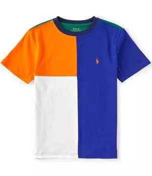 Трикотажная футболка с короткими рукавами и цветными блоками Polo Ralph Lauren Big Boys 8–20, мультиколор