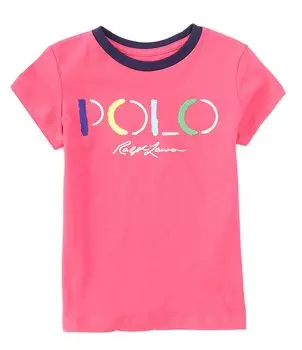 Трикотажная футболка с короткими рукавами и логотипом Polo Ralph Lauren Little Girls 2T-6X, розовый