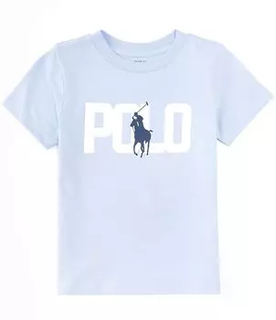 Трикотажная футболка с короткими рукавами и логотипом Polo Ralph Lauren для больших мальчиков 8–20 лет, синий