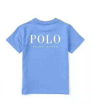 Трикотажная футболка с короткими рукавами и логотипом Polo Ralph Lauren Little Boys 2T-7, синий