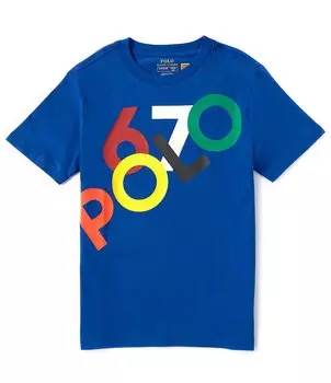 Трикотажная футболка с короткими рукавами и логотипом Polo Ralph Lauren Big Boys 8–20, синий