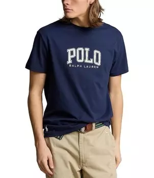 Трикотажная футболка с короткими рукавами и логотипом Polo Ralph Lauren Classic Fit, синий