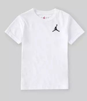 Трикотажная футболка с короткими рукавами и вышивкой логотипа Jordan Little Boys 2T-7 Jumpman, белый